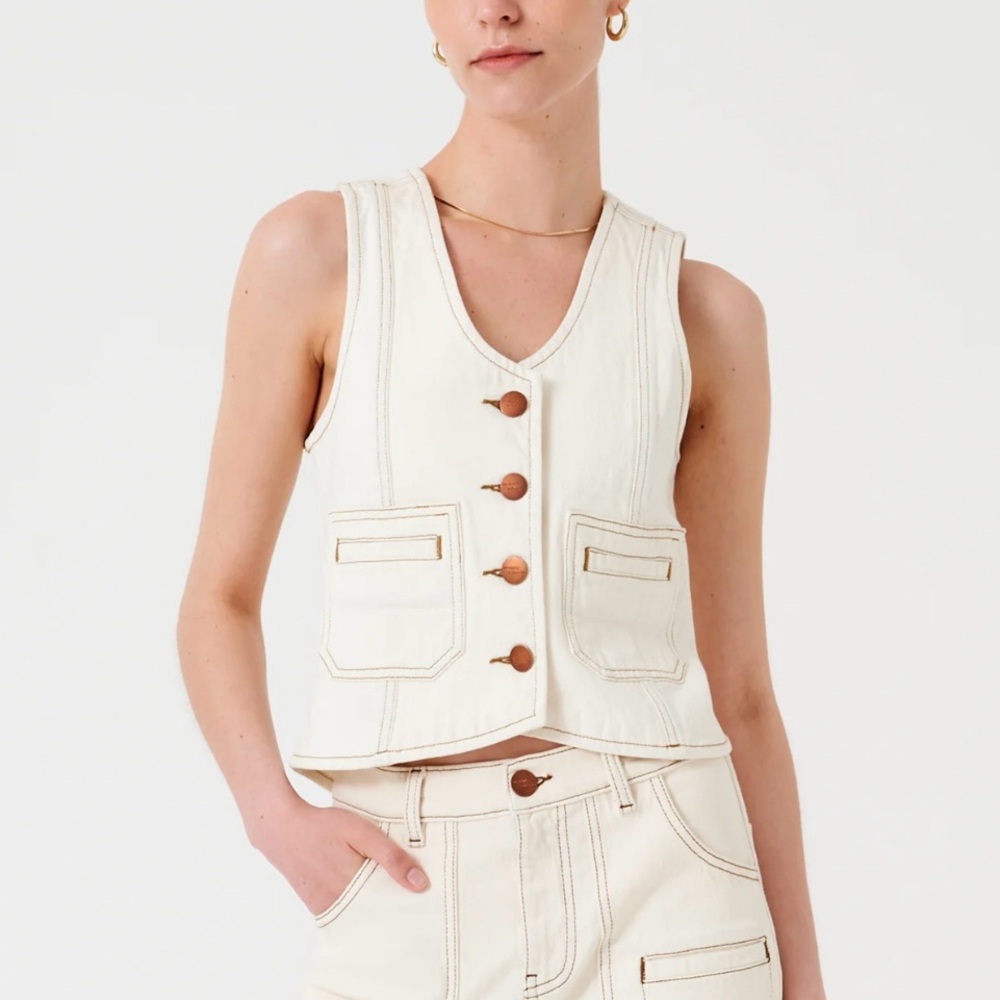 seventy + mochi Bea Vest in Ecru Size 4 - Picture 7 of 7